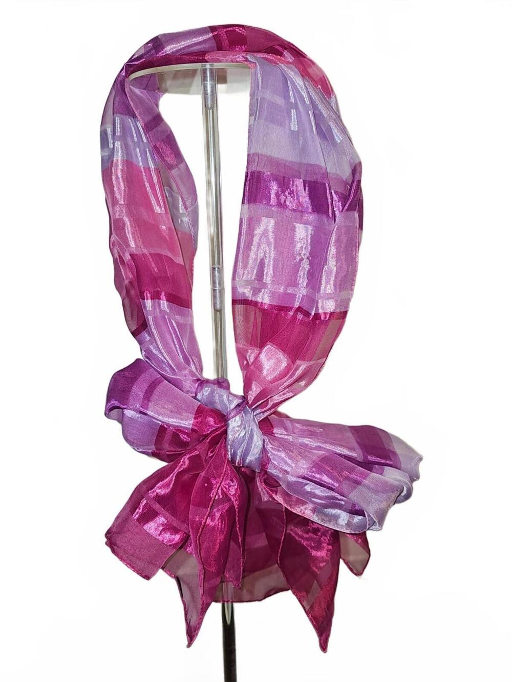 Pink sheer striped scarf
